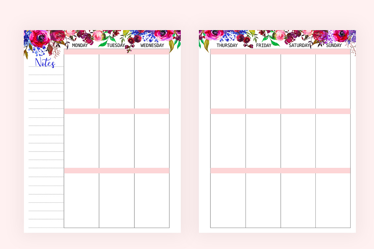 Weekly Planner Inserts 8.5x11 Navy, a Stationery Template by EasyLifePlanners (Photo 2 of 2)