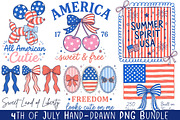4th of July Hand-drawn PNG Bundle, a Work Illustration by CraftArtStudio (Thumbnail 1 of 4)