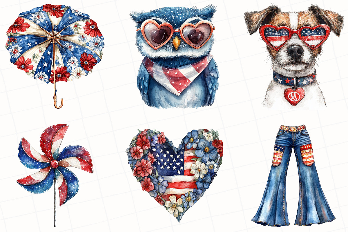 Groovy 4th of July Clipart, an Illustration by OK Design (Photo 5 of 5)