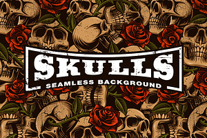 Skulls And Roses Seamless Background