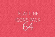 64 Flat Line Icons Pack, an Outline Icon by Nerokanji_Designs (Thumbnail 1 of 2)