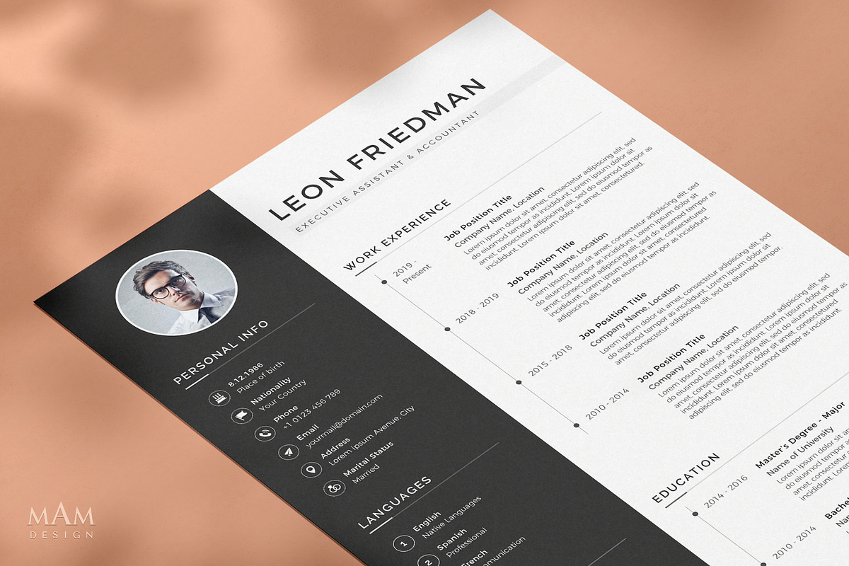 Modern Resume Template for Word, a Resume Template by MAM Design (Photo 4 of 10)