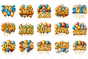 2026 New Year Balloons Clipart, an Illustration by SinaCreation (Thumbnail 2 of 6)