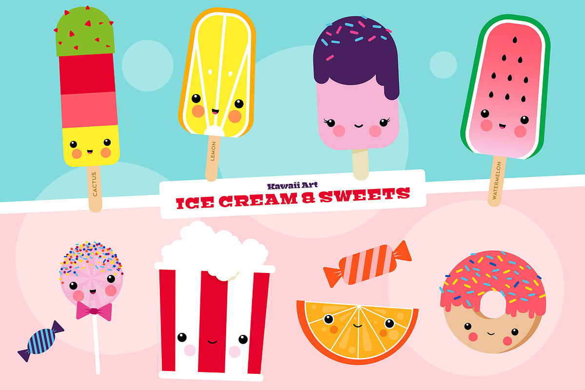 Patterns Kawaii Ice Cream & Sweets, a Pattern Graphic by Pia Kolle (Photo 2 of 6)