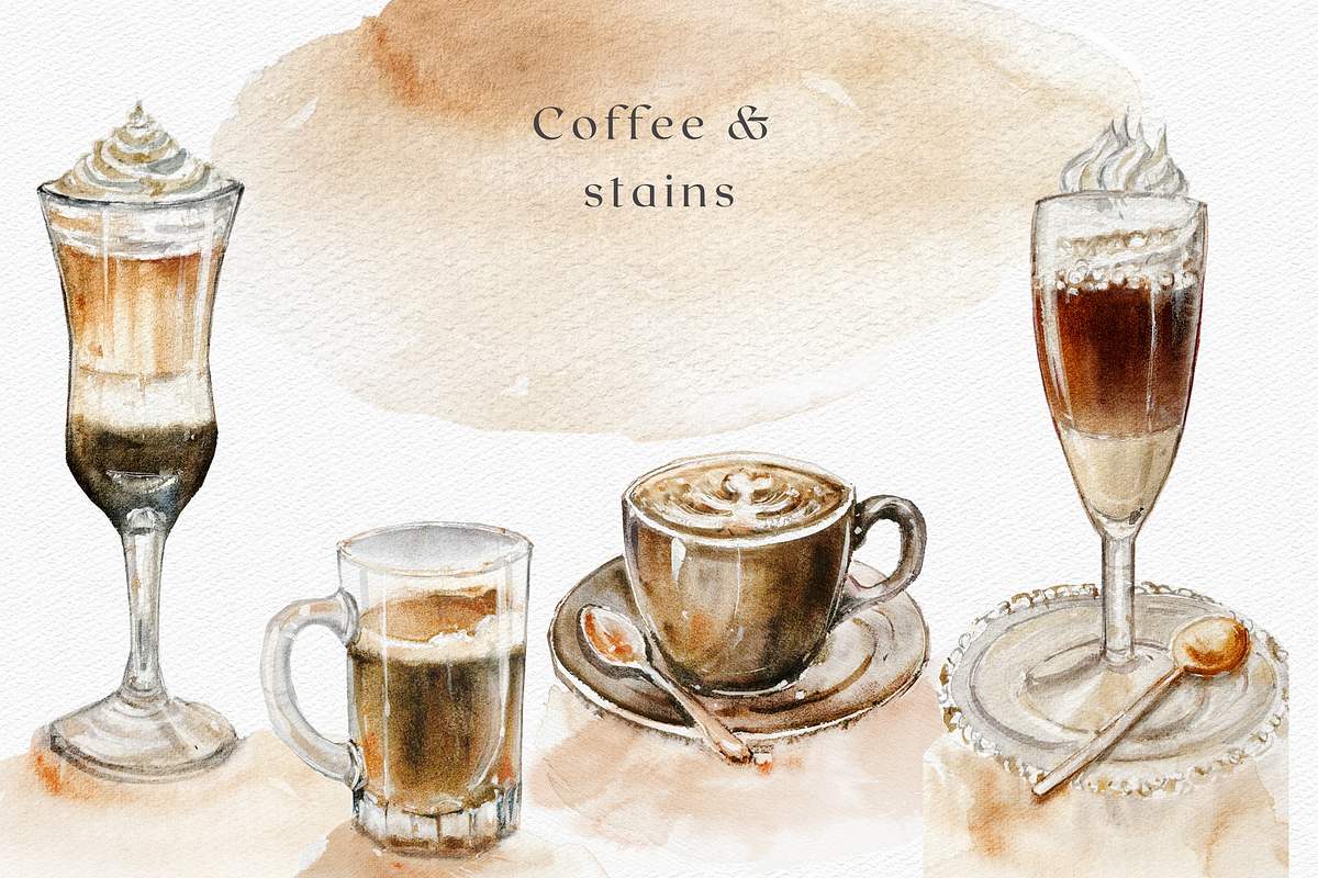 Watercolor Coffee & Stains, a Decorative Illustration by ThaismotaCreativeCo (Photo 5 of 7)