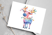 Kawaii Christmas Moose Clipart, an Illustration by Canvas Craft (Thumbnail 6 of 7)