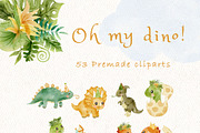 Baby dinosaur watercolour clipart, an Animal Illustration by heyiamalice (Thumbnail 3 of 13)