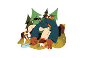 People collect mushrooms in forest, a Person Illustration by PaperTrident (Thumbnail 4 of 5)