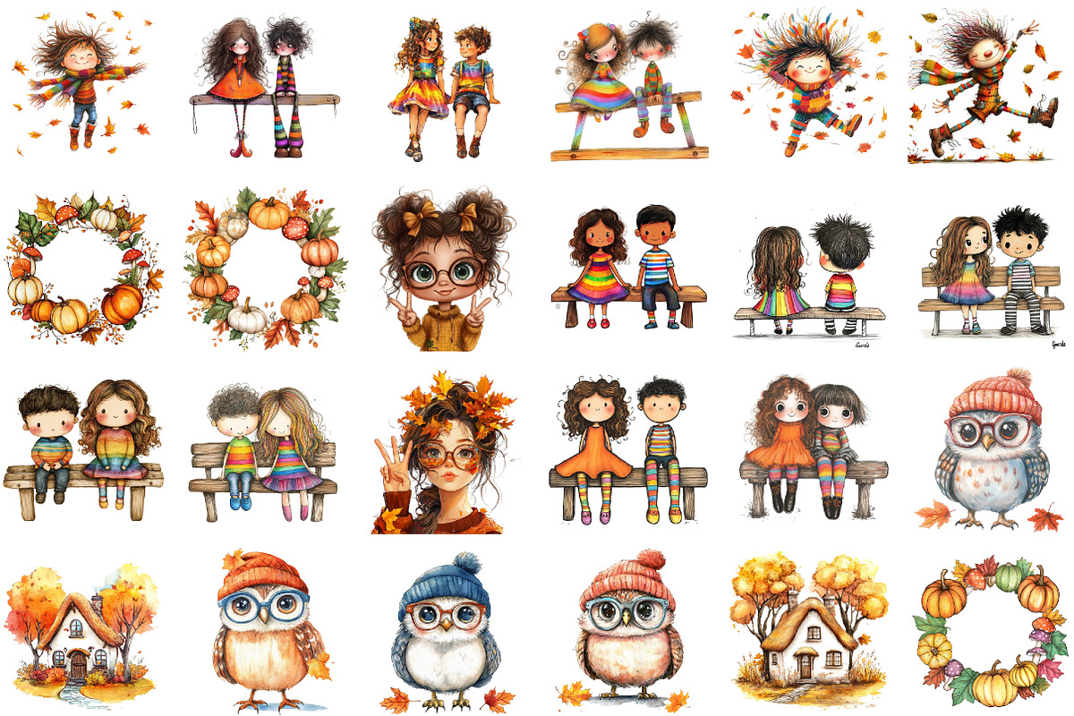 Quirky Whimsical Autumn Clipart Bund, an Illustration by Sublimation Artist (Photo 2 of 6)