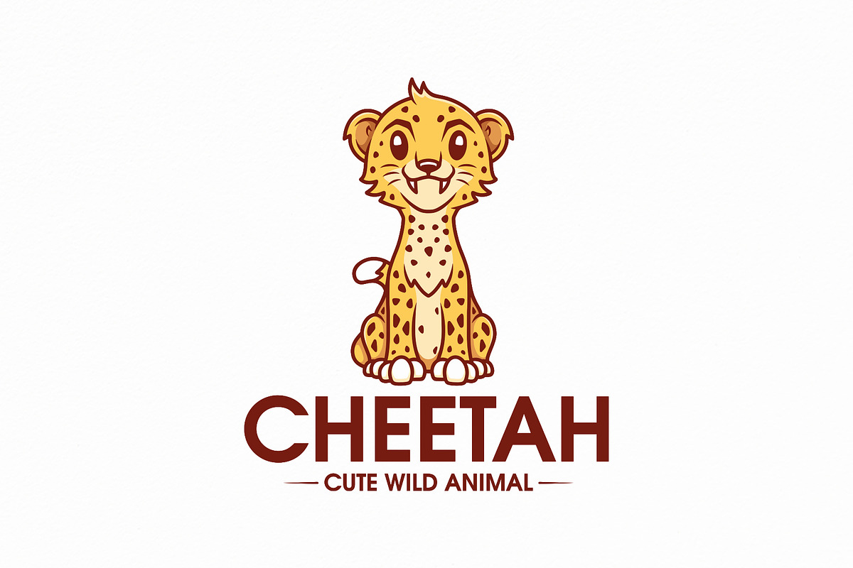 Cute Cheetah Kawaii Logo Template, a Branding & Logo Template by vectorwithin (Photo 2 of 3)