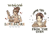 10 Retro Bakery Girl Quotes Bundle, a Food Illustration by ClipArtTime (Thumbnail 2 of 4)