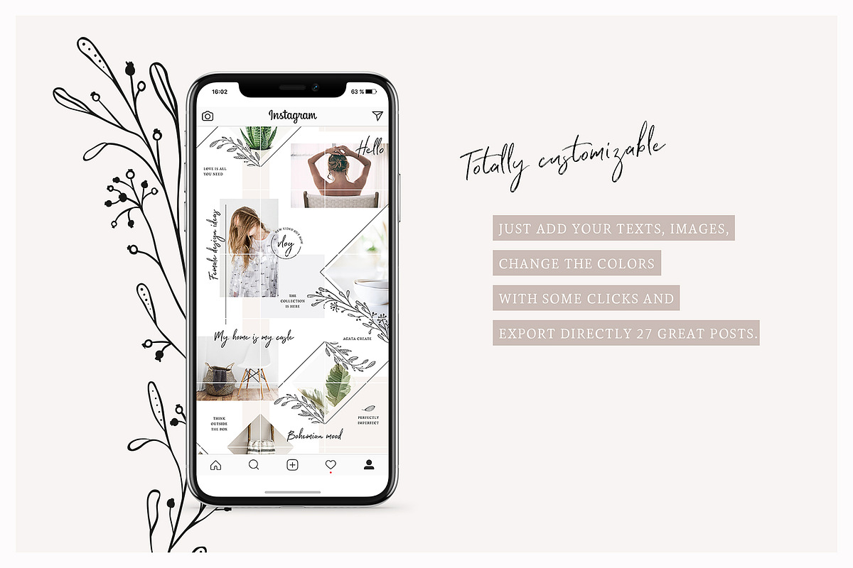 Fine Instagram Puzzle Template, a Social Media Template by AgataCreate (Photo 6 of 7)