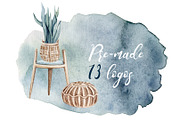 Watercolor set HOME JUNGLE, a Decorative Illustration by S_ARTLOVE (Thumbnail 9 of 11)