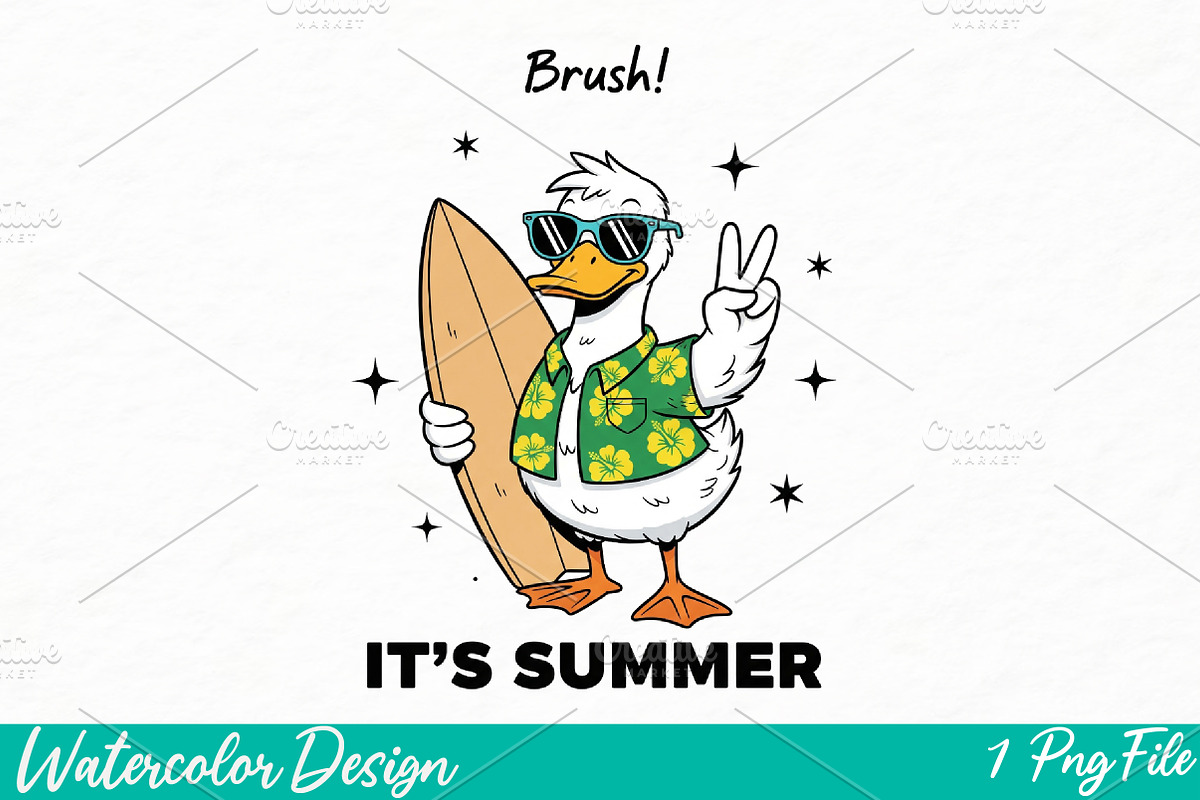 Bruh It’s Summer Goose PNG, an Illustration by Watercolor design (Photo 1 of 3)