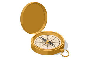 Golden Compass. An Isometric, an Object Illustration by Golden Sikorka