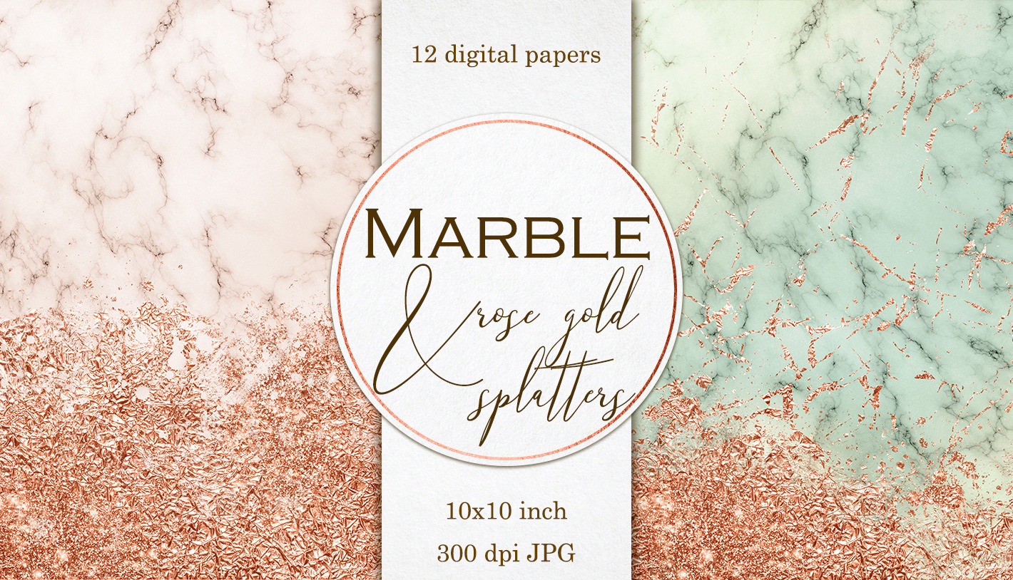 12 Marble & Rose gold digital papers, a Texture Graphic by PixelJungle