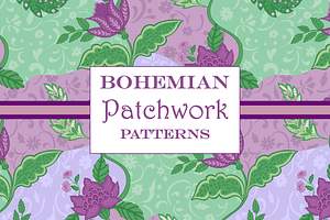 Bohemian Patchwork Purple And Green