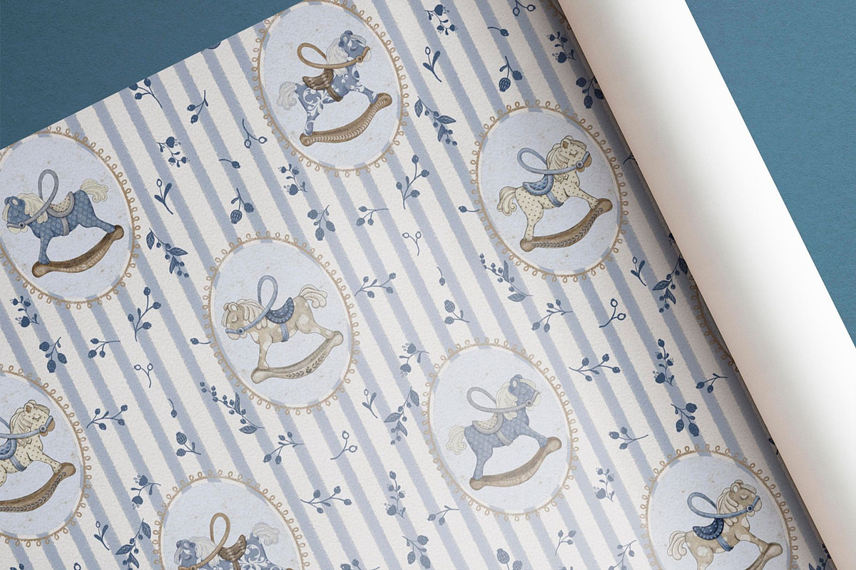 Rocking Horses Cute Seamless Pattern, a Pattern Graphic by MouseGrey (Photo 5 of 7)