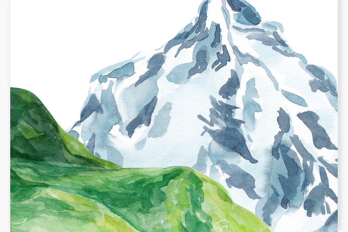 Mountains clipart Watercolor graphic, an Object Graphic by SweetRenieDesigns (Photo 3 of 3)