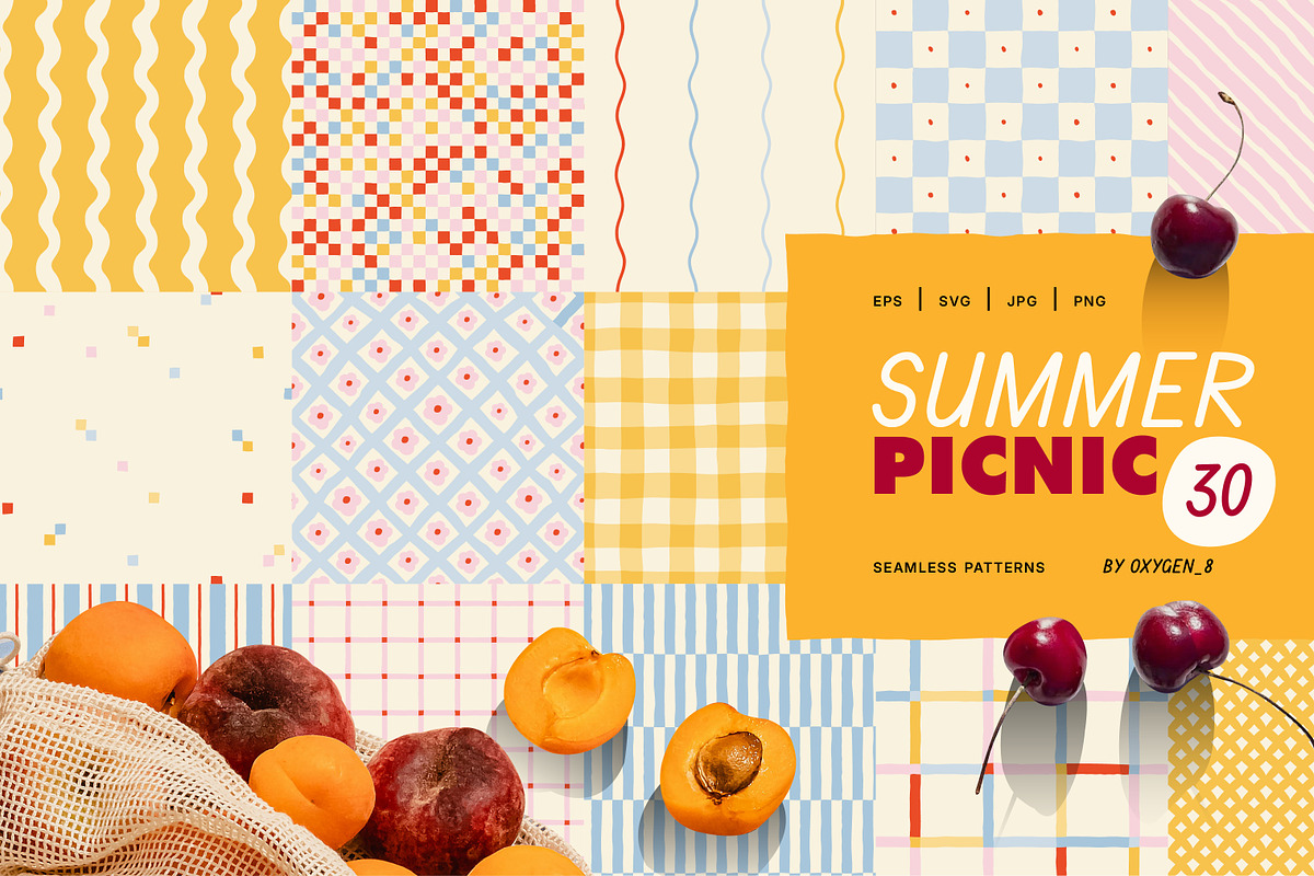 Summer Picnic. Seamless Patterns, a Pattern Graphic by oxygen_8 (Photo 1 of 8)