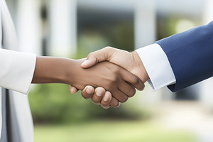 Two business professionals in formal, a Business Photo by MistyDay