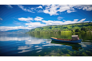 volcano lake toba ai generated, a Beauty & Fashion Photo by pikepicture