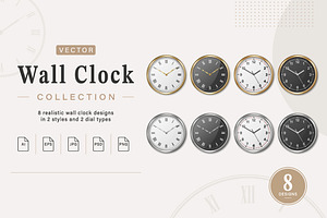 Wall Office Clock. Vector Set., an Object Graphic by Gomolach