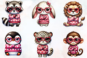 Grumpy Valentine animal clipart bund, an Illustration by RobertsArt (Thumbnail 3 of 7)