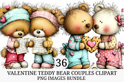 Valentine Teddy Bear Couples Clipart, an Illustration by Craft Nest (Thumbnail 1 of 8)