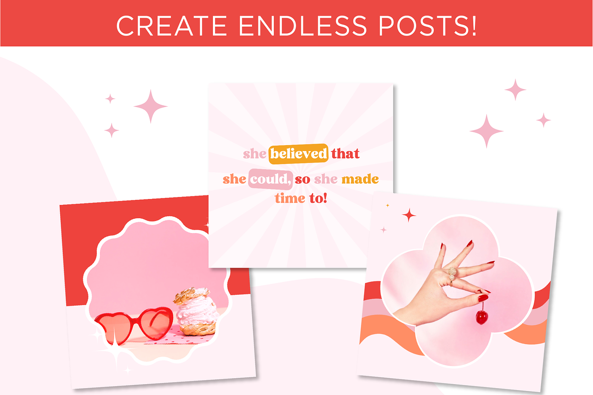 Bright Retro Instagram Posts, a Social Media Template by Macarons and Mimosas (Photo 4 of 10)