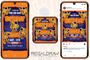 Birthday Bash Social media Template, a Social Media Template by regalDRAW