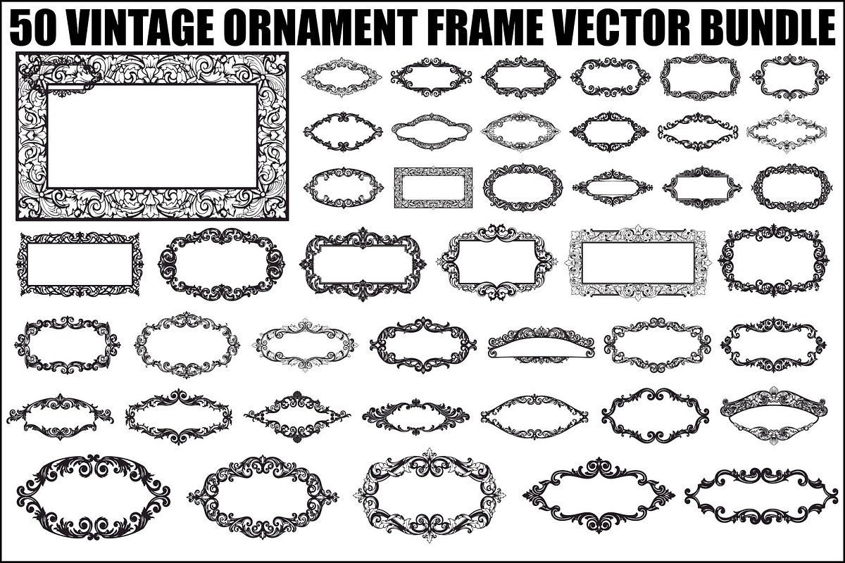Vintage Ornament Frame Vector Bundle, an Illustration by Creativeshirt (Photo 1 of 51)