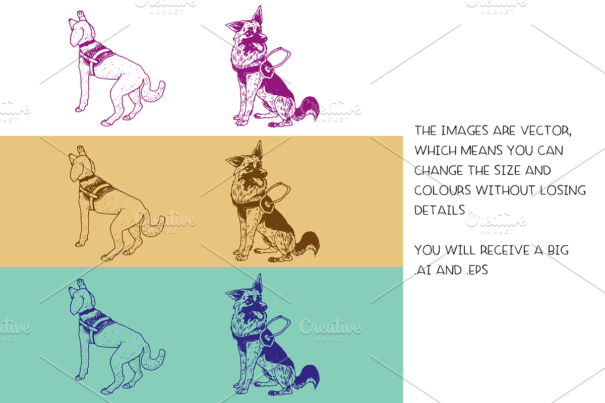 Service dogs - vector illustrations, an Animal Illustration by Renée from Studio neetje (Photo 3 of 4)