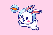 Cute Rabbit Astronaut Catch Carrot, an Animal Illustration by Catalyst Labs (Thumbnail 2 of 3)