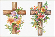 Watercolor Easter Floral Crosses, an Illustration by Sublimation Artist (Thumbnail 3 of 6)