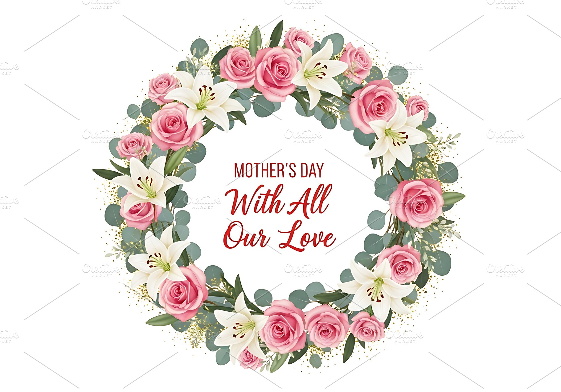 Beautiful floral wreath with pink, a Holiday Photo by Artonix