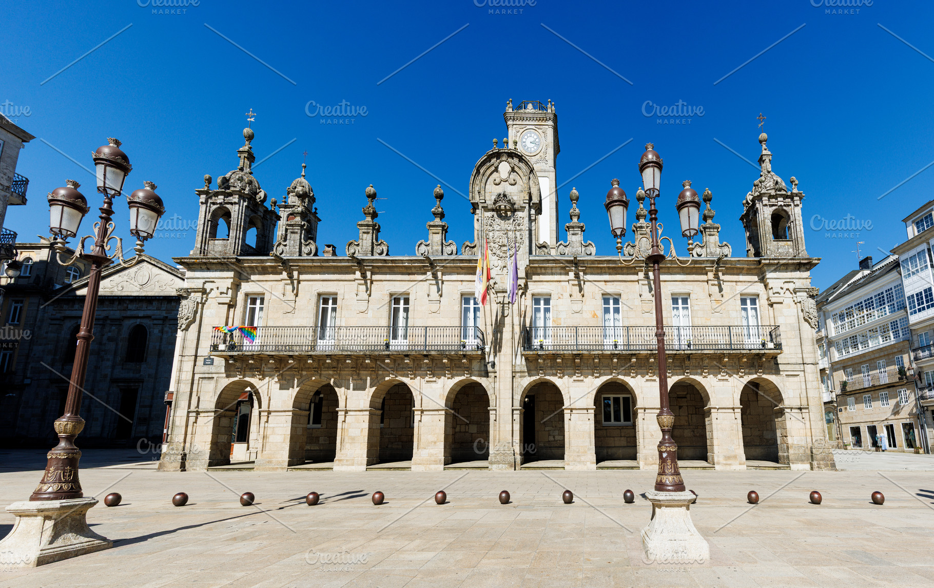 Historic Baroque City Hall building in Praza Maior square of Lugo Spain, an Architecture Photo by Bepslabor