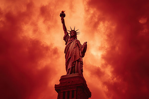 Statue of Liberty stands tall agains, a Photo by Iftikhar Alam