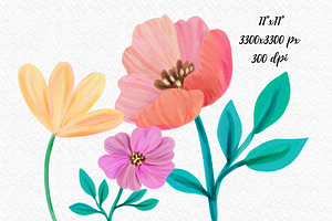 Morning Floral Elements Clipart