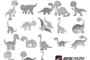 Cartoon Dinosaur Set 4 Procreate