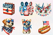 Hello 4th of July Watercolor Clipart, an Illustration by CreationArt (Thumbnail 5 of 5)
