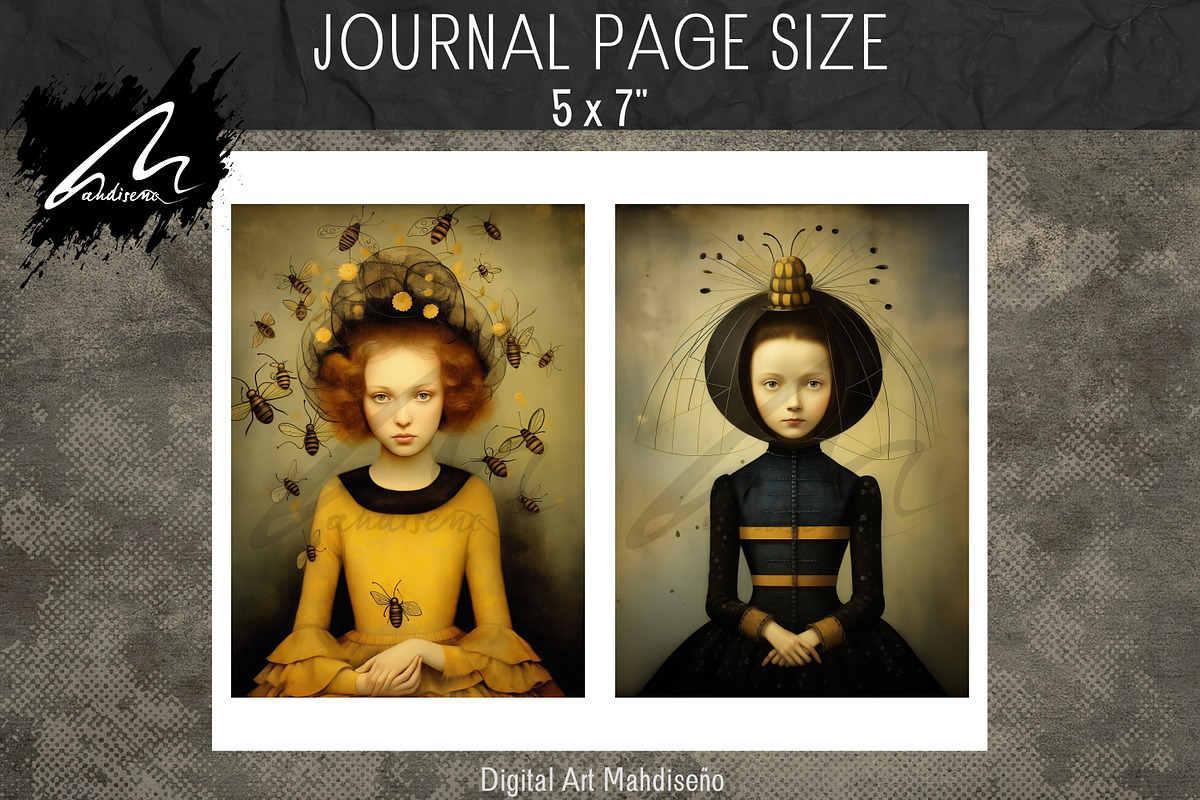 Honeybee Girl, Whimsy Collage Pages, a Person Illustration by Digital Art Mahdiseño (Photo 4 of 9)