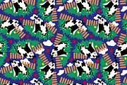 Blue pattern with whimsical cows, a Pattern Graphic by Art's and patterns (Thumbnail 2 of 3)