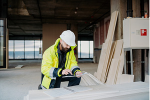 Construction site manager using, an Industrial Photo by HalfPoint