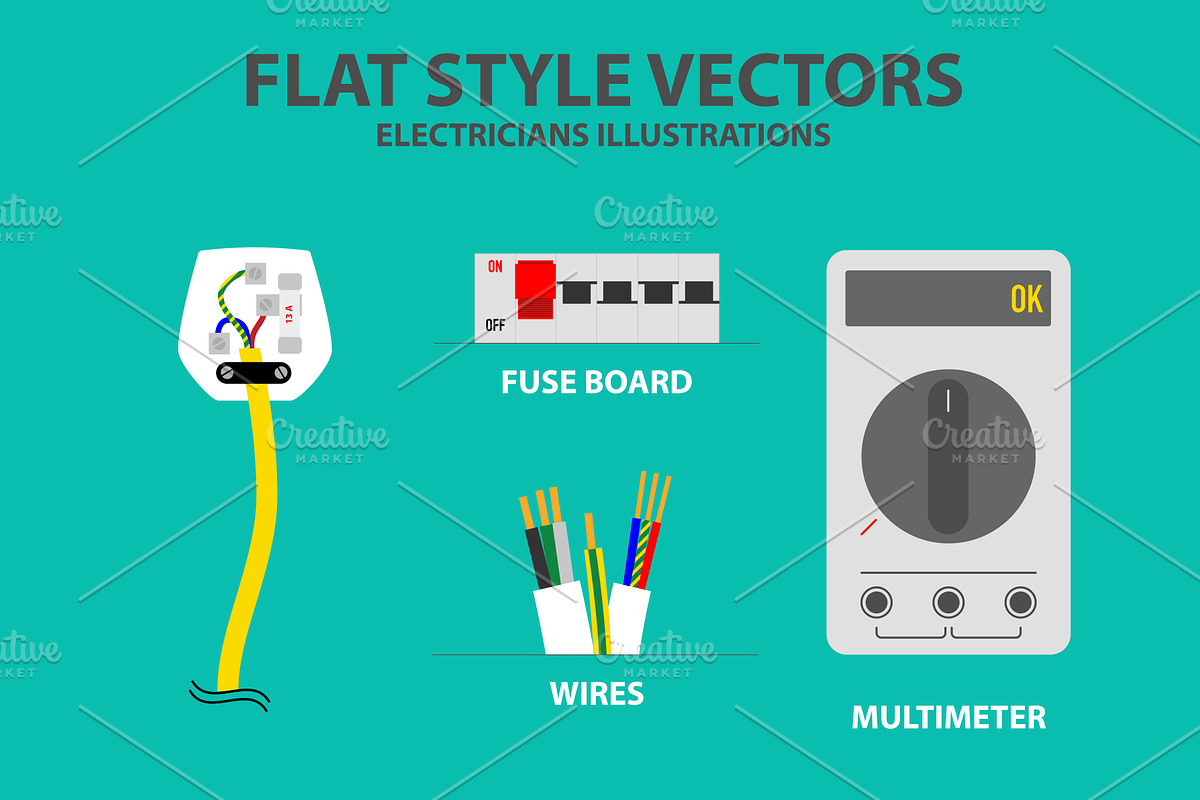 Flat Style Electrician Vectors