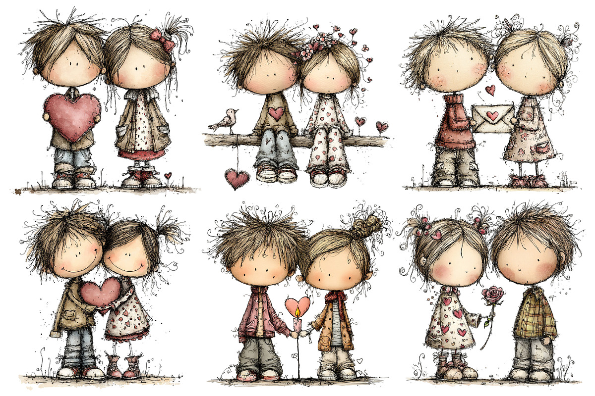 Valentine's Day Lovers Clipart, an Illustration by Pixels.Craft (Photo 4 of 5)