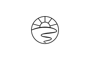 Classic sun field and river logo