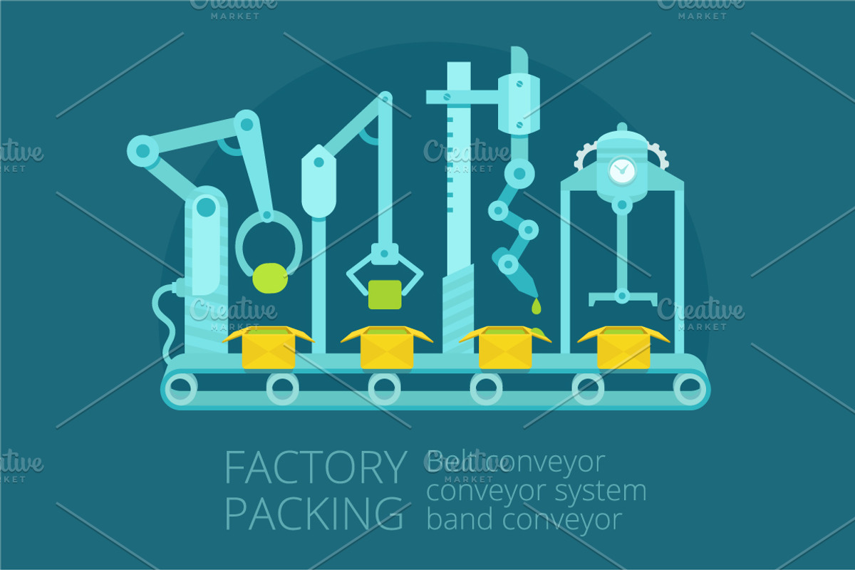 Conveyor factory packing, a Technology Illustration by Vector illustrations