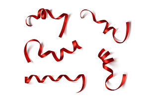 Red satin ribbons with shiny texture, an Object Illustration by art PVP - market