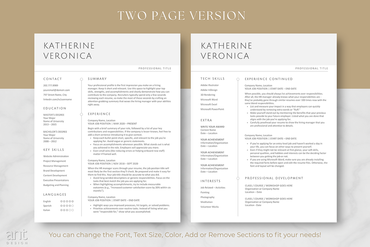 Modern Resume Template - Katherine, a Resume Template by AntDesignStudio (Photo 3 of 9)